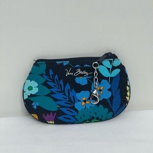 Vera Bradley Teal & Navy Floral Keychain Coin Pouch